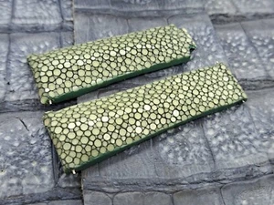 20mm/16mm Polished Stingray Leather Watch Band   Pearl Exotic Leather - Picture 1 of 14