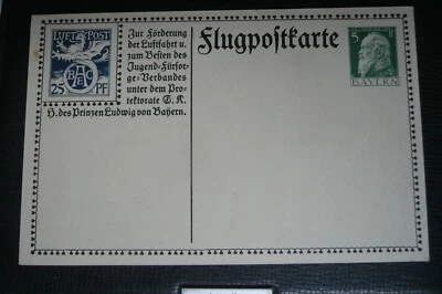 BAVARIA BAYERN FLUGPOSTKARTE 25pf pre-stamped Postcard pre-WW1 - Image 1 of 2