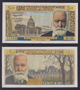 Banconota Francia 5 nouveaux francs Victor Hugo 1964 P.-141a BB/VF - Imagen 1 de 1