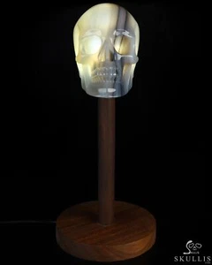 4.5" Premium Brazilian Agate Hand Carved Crystal Skull Lamp with Stand - Picture 1 of 8