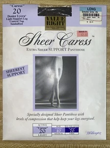 New Worthington Sheer Caress Silky Sheer Pantyhose Gray Control Top Sz Long - Picture 1 of 5