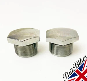 PAIR FORK STANCHION TOP NUTS BSA C15 B31 A10 A65 M21 - MADE IN ENGLAND 65-5331 - Picture 1 of 5