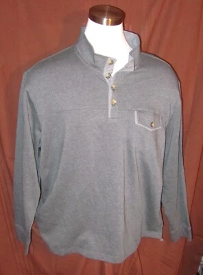 Scandia Woods Mens Long-Sleeve 3-Button Shirt, Gray, Cotton Blend, Size 2XL, NEW - Image 1 of 4