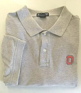 Ohio State Buckeyes Logo Grey Scarlet Men XL Polo Shirt Lands End Short Sleeve - Picture 1 of 10