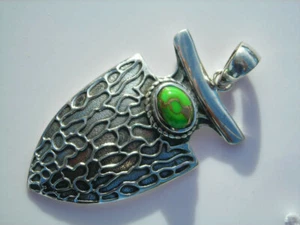 Silver Arrow shape Pendant with Copper/Turquoise center free ship - Picture 1 of 5