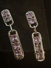 925 Sterling Silver Natural Purple Spinel Drop Earrings Contemporary 