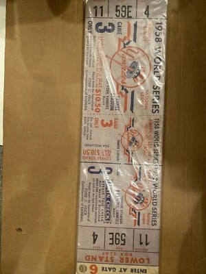 1958 World Series Champs Yankees Ticket Canvas Stub - Image 1 of 4