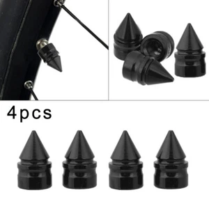 4 × Black Aluminum Spike Cone Tire Rim Valve Wheel Air Port Dust Cover Stem Caps - Bild 1 von 11