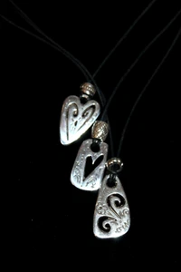 Brighton Brazilian Silver Black Corded Pendant Necklace Heart Dangle - Picture 1 of 4