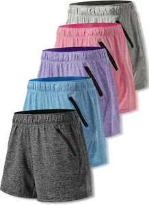 5 Pack: Womens Workout Gym Shorts Casual Lounge Set, Ladies Active Athletic Appa - Picture 1 of 12