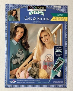 Colorpoint Stitch Cat & Kittens by Judy Gibbs, paintstitching - Picture 1 of 4