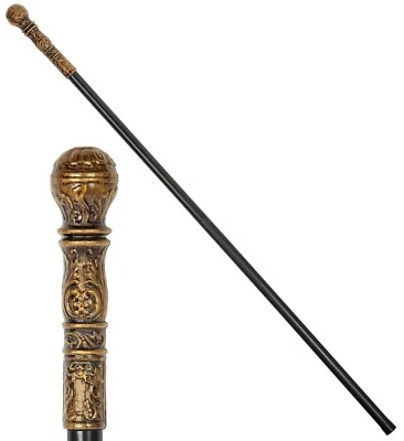 WIDMANN S.R.L. Spazierstock mit Knauf altgold Plastik Karneval Fasching Barock Gothic Halloween