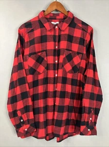 Croft & Barrow Women’s Flannel Shirt Sz XXL Red Black Casual Lifestyle Checkered - Picture 1 of 12