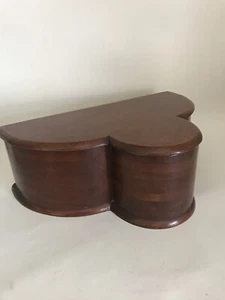 Vintage Wooden Box Lidded Brass Hinges Bow Fronted Unusual Shape - Picture 1 of 15