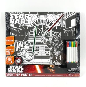 NWT Star Wars Light Up Poster 5 Markers NIB 029116605459 Factory Sealed - Picture 1 of 12