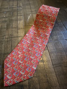 Salvatore Ferragamo Mens Silk Geometric Print Classic Tie Red 58” - Imagen 1 de 8