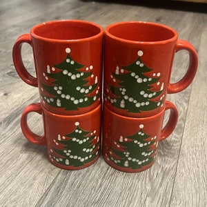 Konvolut 4 Vintage Waechtersbach Weihnachtsbaum rot Tassen W. Germany - Bild 1 von 11