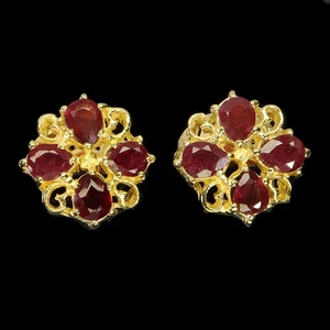 925 Sterling Silver Earrings Pear Ruby 5x4mm Natural Gemstone Jewelry - Picture 1 of 14