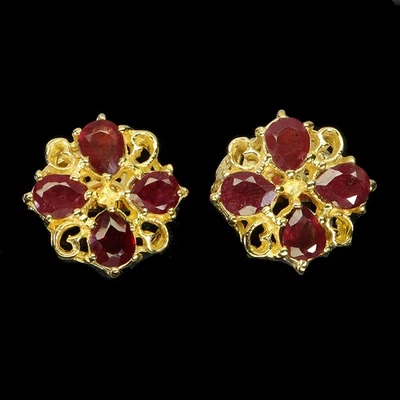 925 Sterling Silver Earrings Pear Ruby 5x4mm Natural Gemstone Jewelry - Image 1 of 4