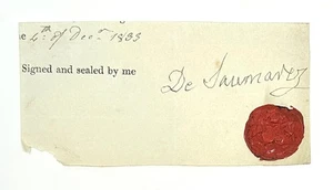 Admiral of the Red James Saumarez (1st Baron) Autograph Signature w/ Seal - Picture 1 of 1