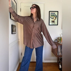 70s Vintage Nylon Printed Disco Top - Picture 1 of 6