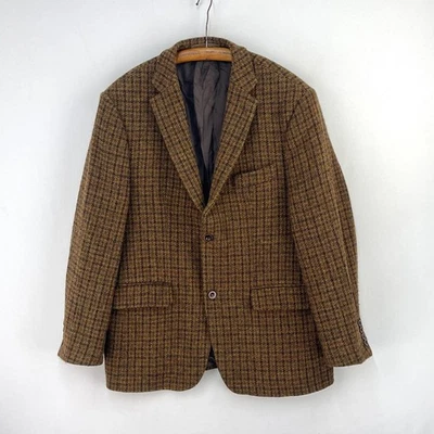 Harris Tweed Sports Jacket Mens 44R Brown Check Wool Country Hacking Blazer - Image 1 of 4