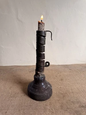 Antique Handmade Metal And Wood Courting Candle Holder Lighting Device ￼ - Image 1 of 4