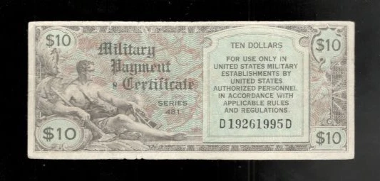 United States, MPC, $10 Dollars, Series 481,  CRISP F-VF! - Image 1 of 2