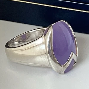 Heavy Sterling Silver Fully Hallmarked Lavender Jade Statement Ring QVC Size P - Picture 1 of 10