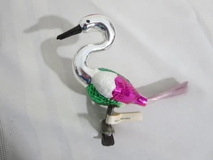 Vintage großer lila Schwanz Schwan Vogel Christbaumschmuck Clip auf Tschechoslowakei - Bild 1 von 10