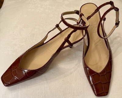 Zapatos de salón JCrew nuevos sin caja Colett Slingback d'Orsay cuero de cocodrilo en relieve talla 7,5 Foto 1 de 4