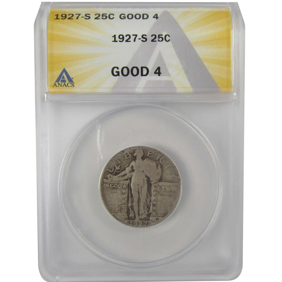 1927 S Standing Liberty Quarter G 4 ANACS Silver 25c Coin SKU:I21990 - Image 1 of 4