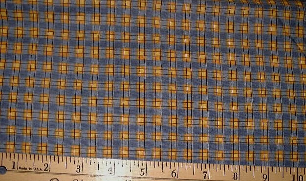 DEBBIE MUMM Fabric - Blue - Yellow & Cream Plaid - 18" / HALF YARD CUT - Image 1 of 1
