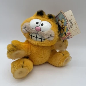 Ventosas vintage de peluche Garfield pegadas en ti con etiqueta 1981 - Imagen 1 de 10