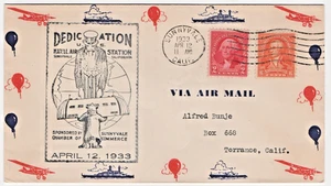 Dedicazione Sunnyvale Base Aerea Navale a Torrance Ca. Ottima busta, Zeppelin's - Foto 1 di 2