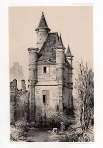 SIGNED PETIT 1800s Original Lithograph "Haute-Marne, French Castle" FRAMED COA - Picture 1 of 4