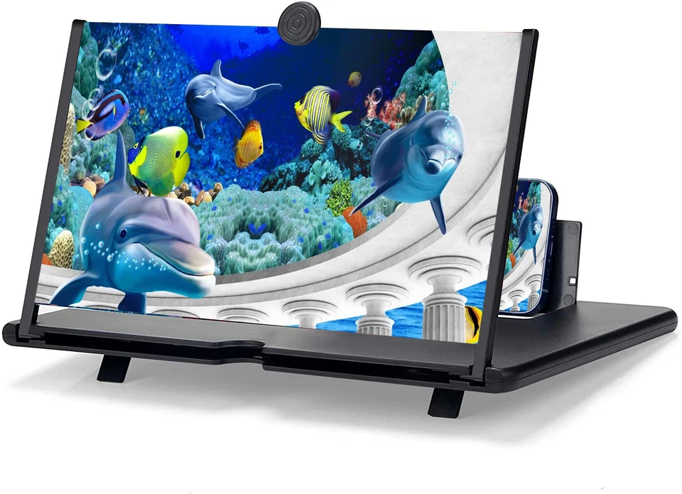 12" Smartphone Screen Magnifier 3D HD Video Mobile Phone Amplifier Stand Bracket - Image 1 of 4