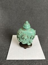 Exquisite Antique Turquoise ? Jade ? Chinese Snuff Bottle Carved With Bugs