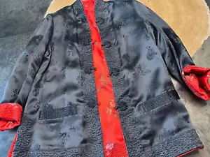 VINTAGE SOLZ EICHHÖRNCHEN SATIN CHINESISCHE WENDEJACKE DAMEN GR. XL - Bild 1 von 13