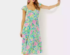 Neu mit Etikett - Lilly Pulitzer BAYLEIGH Flatterärmel Grove Garden Blumenkleid Gr. 16 - Bild 1 von 5