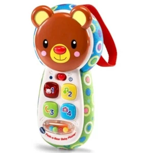 Vtech Peek & Play Bear Phone Interactive Toy Numbers Colors Music Hidden Mirror - Picture 1 of 13