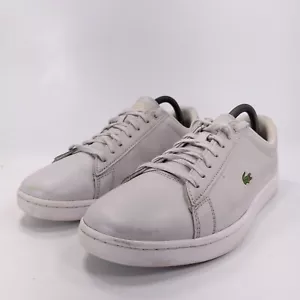 Lacoste Lace Up Leather Sneaker Shoe Womens Size 9.5 7-37SFA0051T2J Gray White - Picture 1 of 9