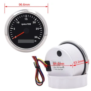 85mm Universal Digital Marine Tachometer Tacho Gauge Meter 3000 RPM Hourmeter UK - Picture 1 of 14
