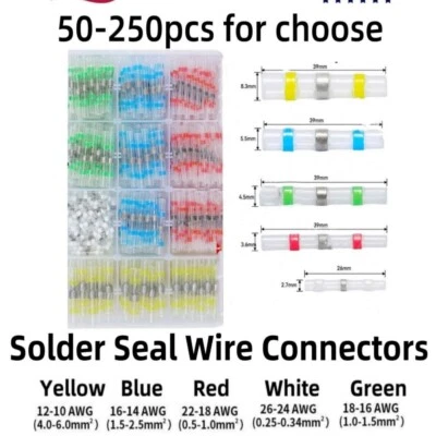 Waterproof Heat Shrink Wire Butt Connector Terminals Solder Seal Sleeve 50-260x - Image 1 of 4
