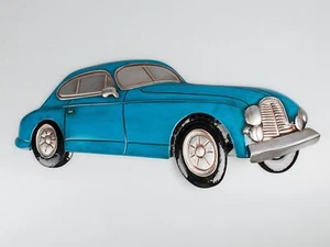 3D Metall Wandbild Auto 72x40 cm, blau, Nostalgie Metallbild Wanddeko - Bild 1 von 1