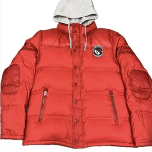 Abrigo Buffalo David Bitton Rojo Puffer Hinchado Plumón Relleno Chaqueta Parka Cremallera Capucha - Imagen 1 de 16