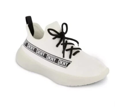DKNY Landon Zapatos Tejidos Corredores Niños Talla 11 Blanco Negro Tenis LIMPIOS Foto 1 de 4