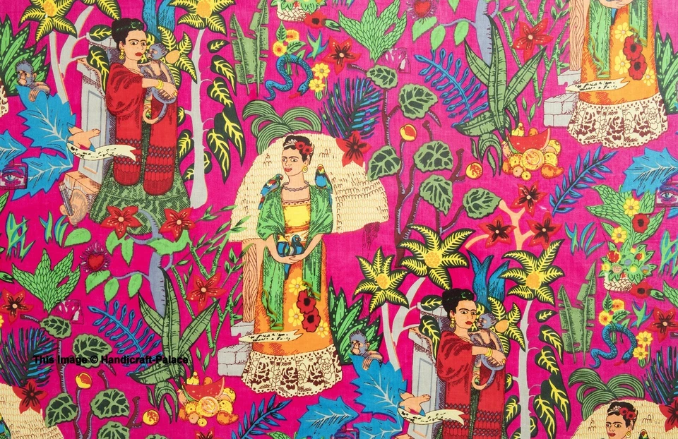 5 Yard Hand Block Print Handmade Cotton Indian Floral Print Kimono Fabric - Image 1 of 1