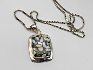 Sterling Silver 925 Necklace Pendant Dendrite Opal 14.31g - Picture 1 of 8