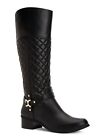 Charter Club Womens Black Quilted Helenn Round Toe Block Heel Riding Boot 12 M